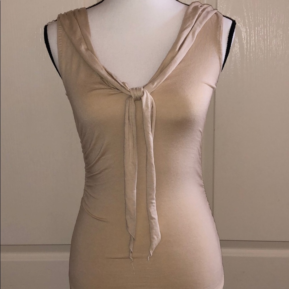 BEBE - Khaki Ruched Sleeveless Top - Size Small
